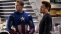 In this film image released by Disney, Chris Evans, portraying Captain America, left, and Robert Downey Jr., portraying Tony Stark, are shown in a scene from 