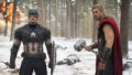 Avengers, filmThis photo provided by Disney/Marvel shows, Chris Evans, left, as Captain America/Steve Rogers, and Chris Hemsworth as Thor, in a scene of the new film, "Avengers: Age Of Ultron." The movie releases in the U.S. on May 1, 2015. (Jay Maidment/Disney/Marvel via AP)