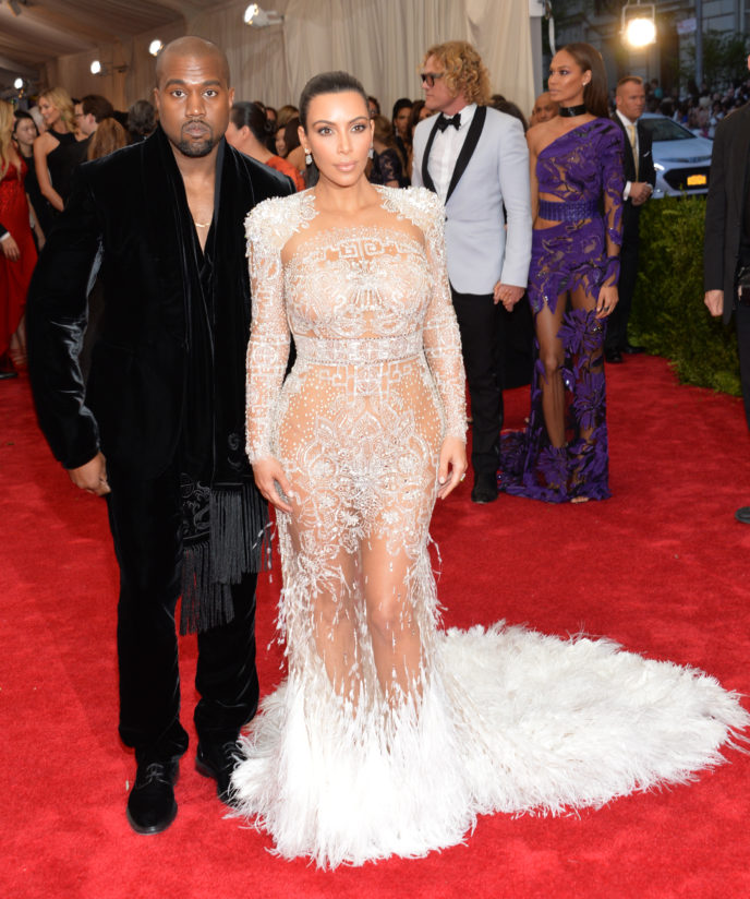 Kanye West, left, and Kim Kardashian arrive at The Metropolitan Museum of Art&#039;s Costume Institute benefit gala celebrating &quot;China: Through the Looking Glass&quot; on Monday, May 4, 2015, in New York. (Photo by Evan Agostini/Invision/AP)