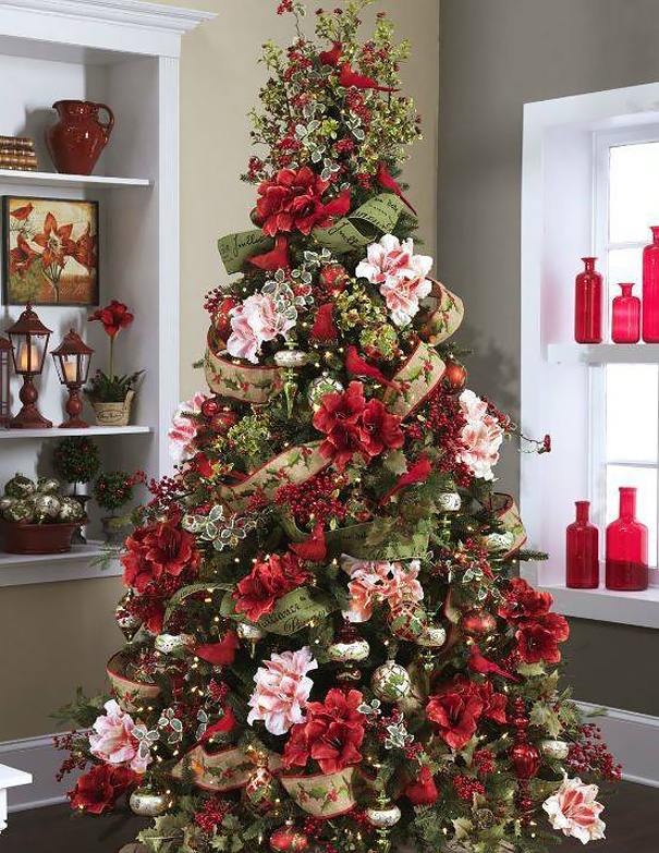 Floral christmas tree decorating ideas 28__605.jpg