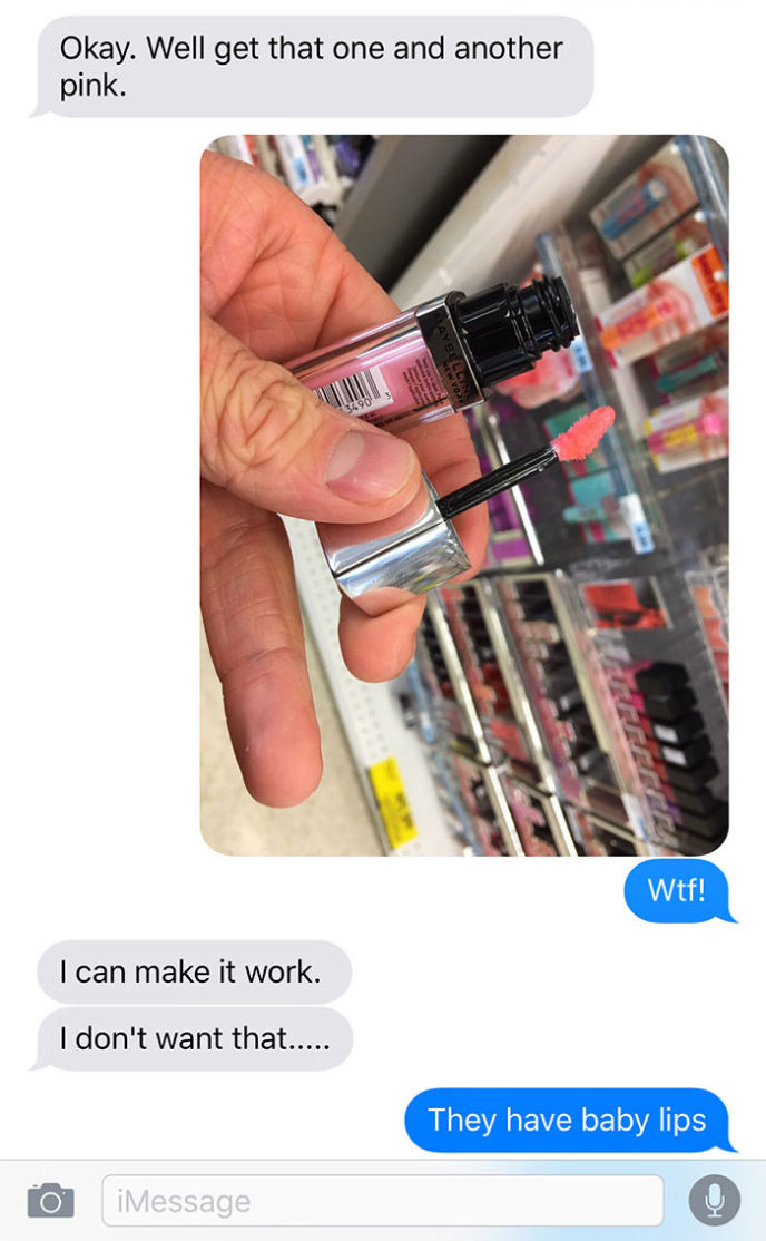 Boyfriend buys makeup for girlfriend funny text messages 