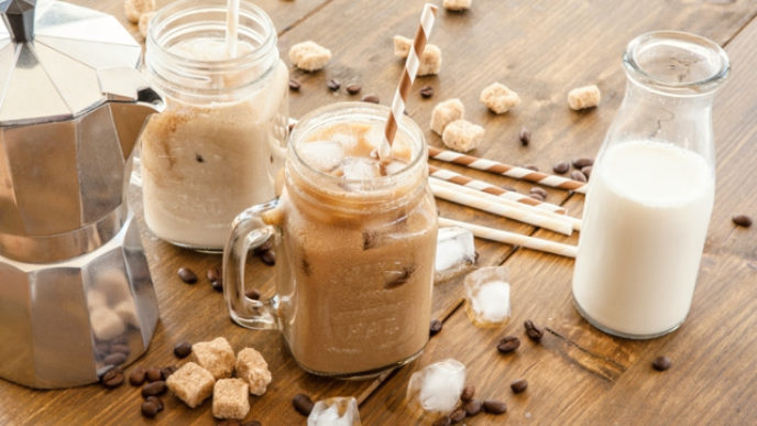 Iced coffee in vintage jar