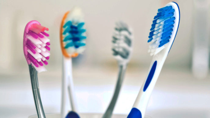 Tooth brushes in glass