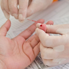 Blood sample from a finger for analysis