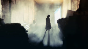 Mysterious Woman. Mystery Woman In Mist Silhouette