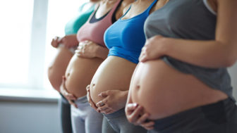Row of pregnant women
