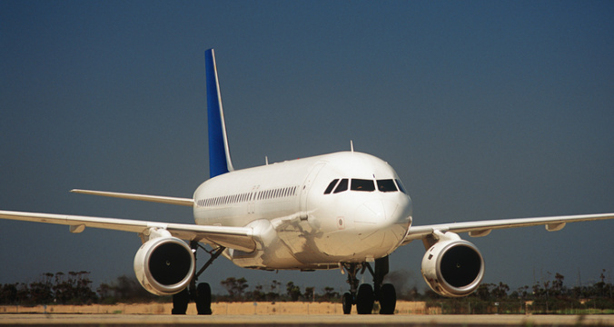 Passenger jet on taxiway