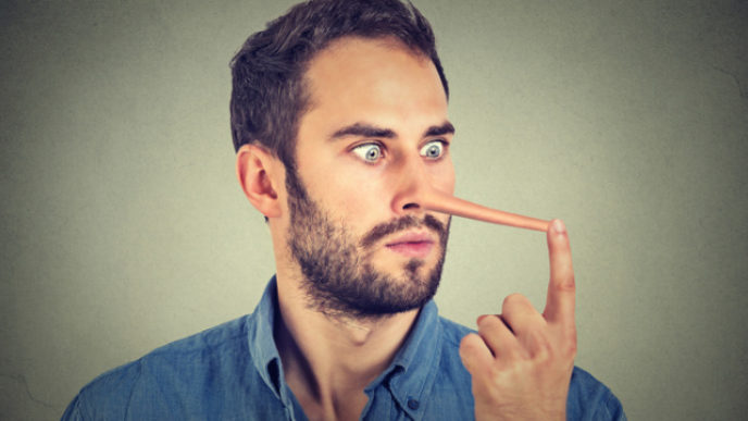 Man with long nose shocked surprised