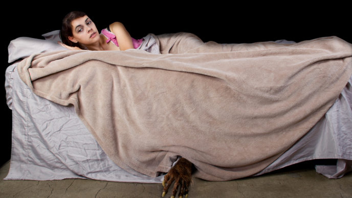 Young Woman Sleeping With a Monster Under The Bed