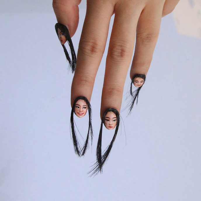 Hair selfie nails art tiny faces designdain 4.jpg