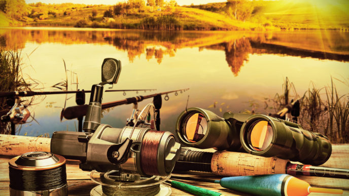 Fishing tackle on a pontoon