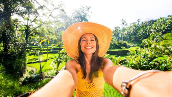 Woman at Tegalalang rice terrace in Bali