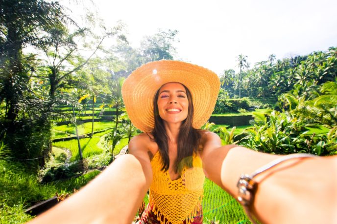 Woman at Tegalalang rice terrace in Bali