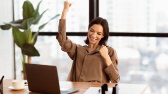 Yes.,Portrait,Of,Excited,Beautiful,Young,Woman,Celebrating,Success,Using