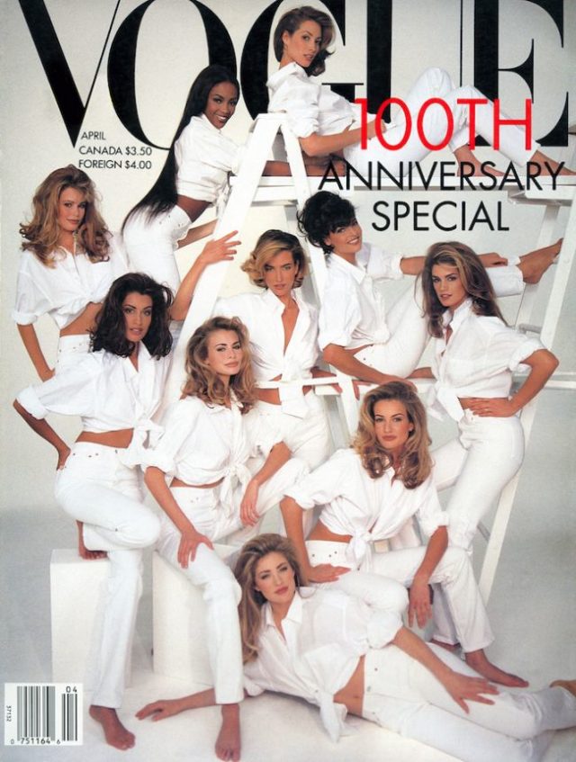 Supermodelky na obálke časopisu Vogue z roku 1992