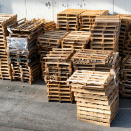 A stacked wooden pallets