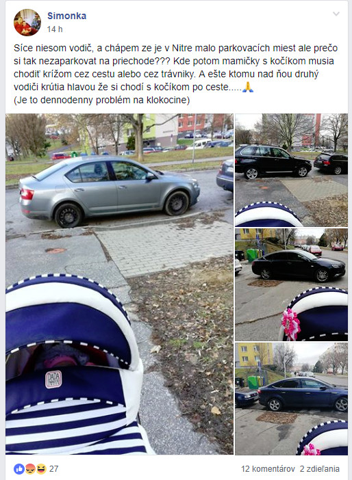 Facebook status klokocina problemy obyvatelov chodniky cesty parkovanie.jpg