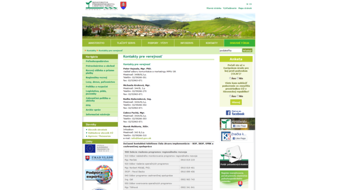 ministerstvo pôdohospodárstva a rozvoja vidieka slovenskej republiky