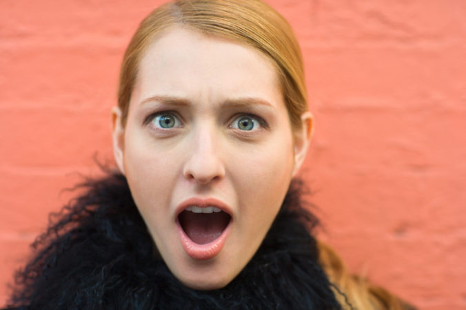 Woman with shocked expression