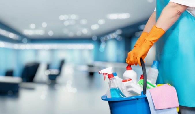 Concept cleaning service business premises.