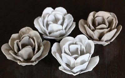 egg carton roses painted