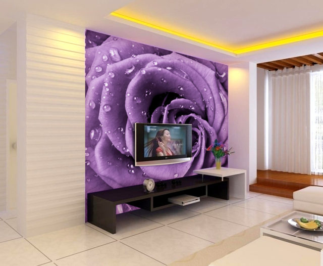 Free shipping European violet porch TV 3 d large murals dream bedroom sofa background wallpaper wallpaper