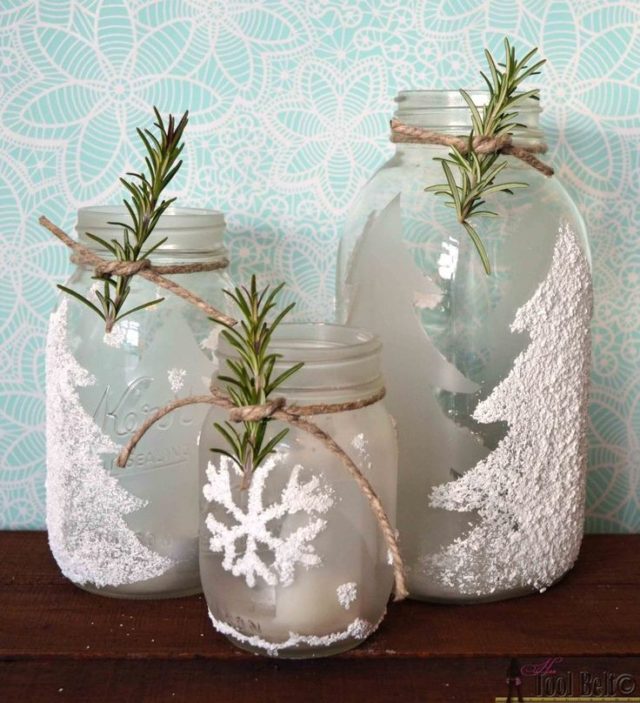 Frosted winter themed mason jar candle holders with epsom salts.jpg