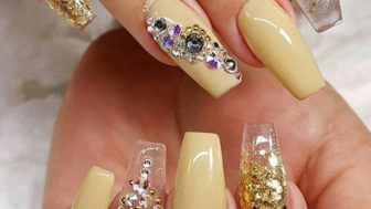 Glitter gold and yellow cute ballerina nail design bmodish.jpg