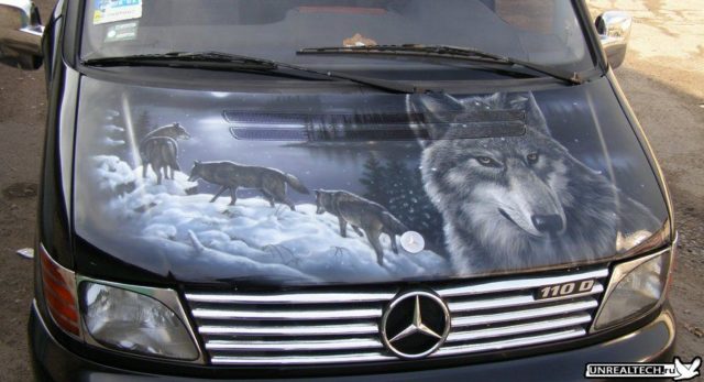 Auto airbrushing malování kapoty obrázky wolf vito.jpg