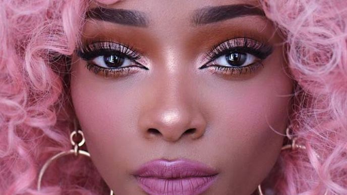 Pink lipstick makeup deep skin bronze eyeshadow.jpg