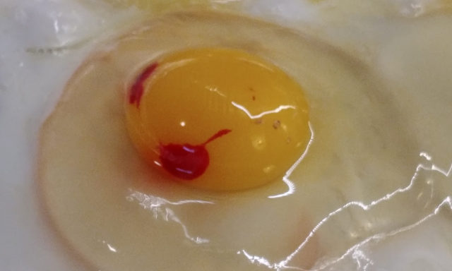 červenú škvrnu po rozklepnutí vajca