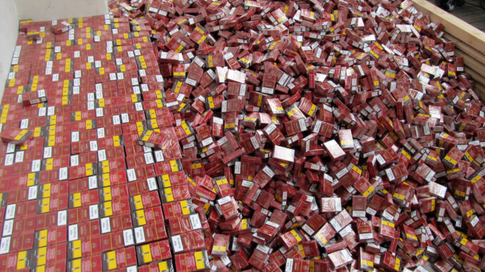 Krakovets,,Ukraine, ,March,,2016:,Smuggled,Cigarettes,Disguised,As,Industrial