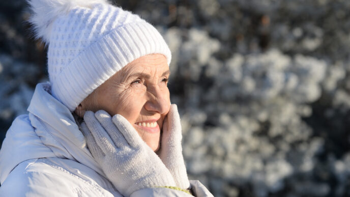 žena v zimnom outfite