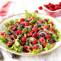 Salad,With,Berries raspberry,,Blueberry,,Sweet,Cherry.,Dressed,With,Raspberry,Vinaigrette.