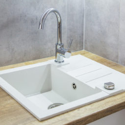 A,Closeup,Of,A,White,Sink