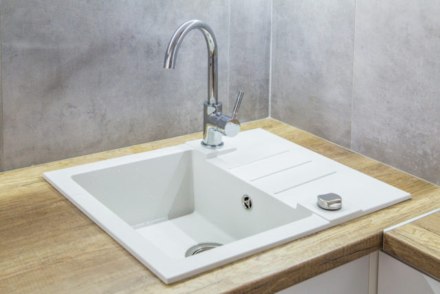 A,Closeup,Of,A,White,Sink