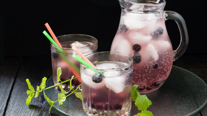 Osviežujúce čučoriedkové mojito s vôňou mäty