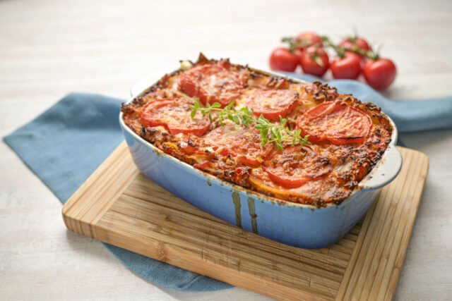 Zapekané lasagne s paradajkami, ricottou a šunkou