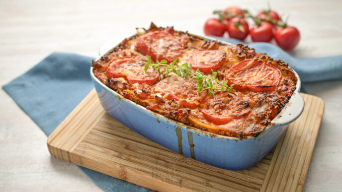 Zapekané lasagne s paradajkami, ricottou a šunkou