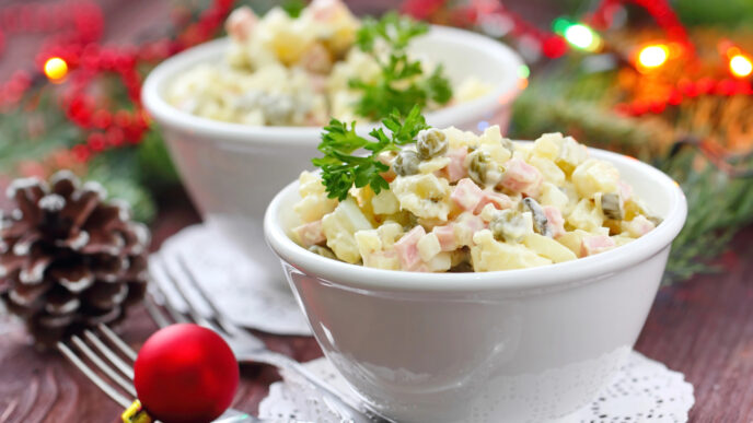 Tradičný vianočný zemiakový šalát