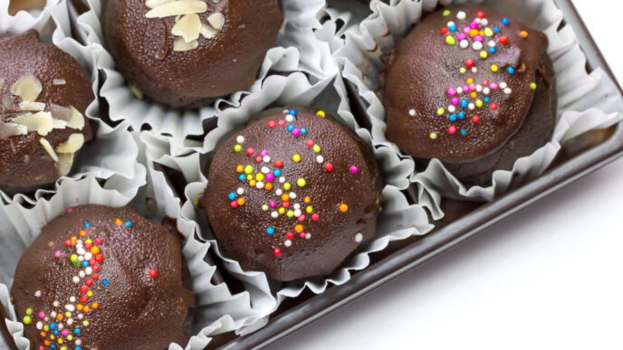 Nepečené guľky so sacherovou príchuťou