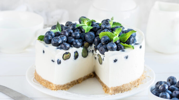 Nepečený sušienkový koláč s čučoriedkami