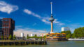 Euromast Tower in Rotterdam with floating Chinese restaurant