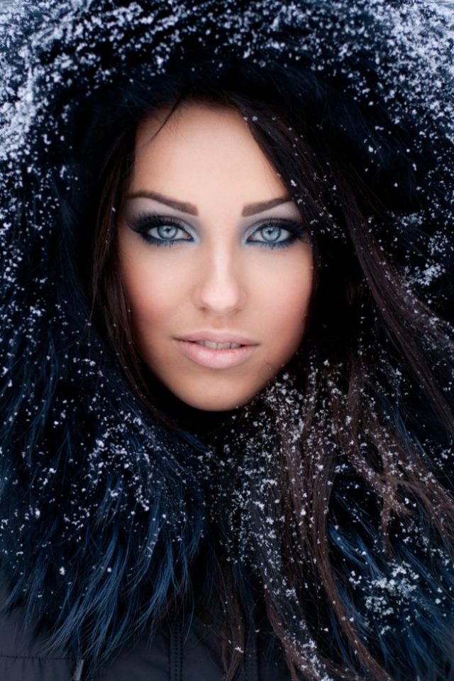 Zima, pekná žena, krása, pleť, pokožka, beauty, make up