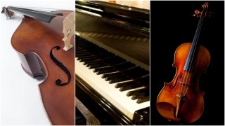 hudobné nástroje, klavír, husle, violončelo