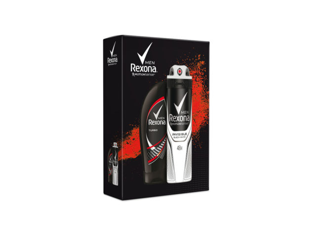 Rexona_vianocny balicek men_antiperspirant invisible black white_sprchovy gel.png