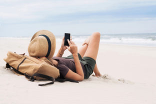 Mobil, dovolenka, pláž