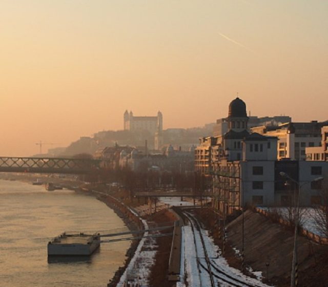 Bratislava cityscape in winter outdoors