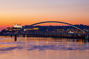 Night panorama of Bratislava city