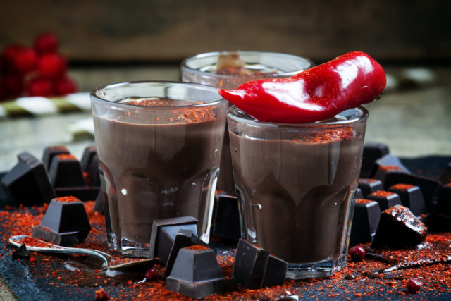 Hot spicy chocolate chili pepper